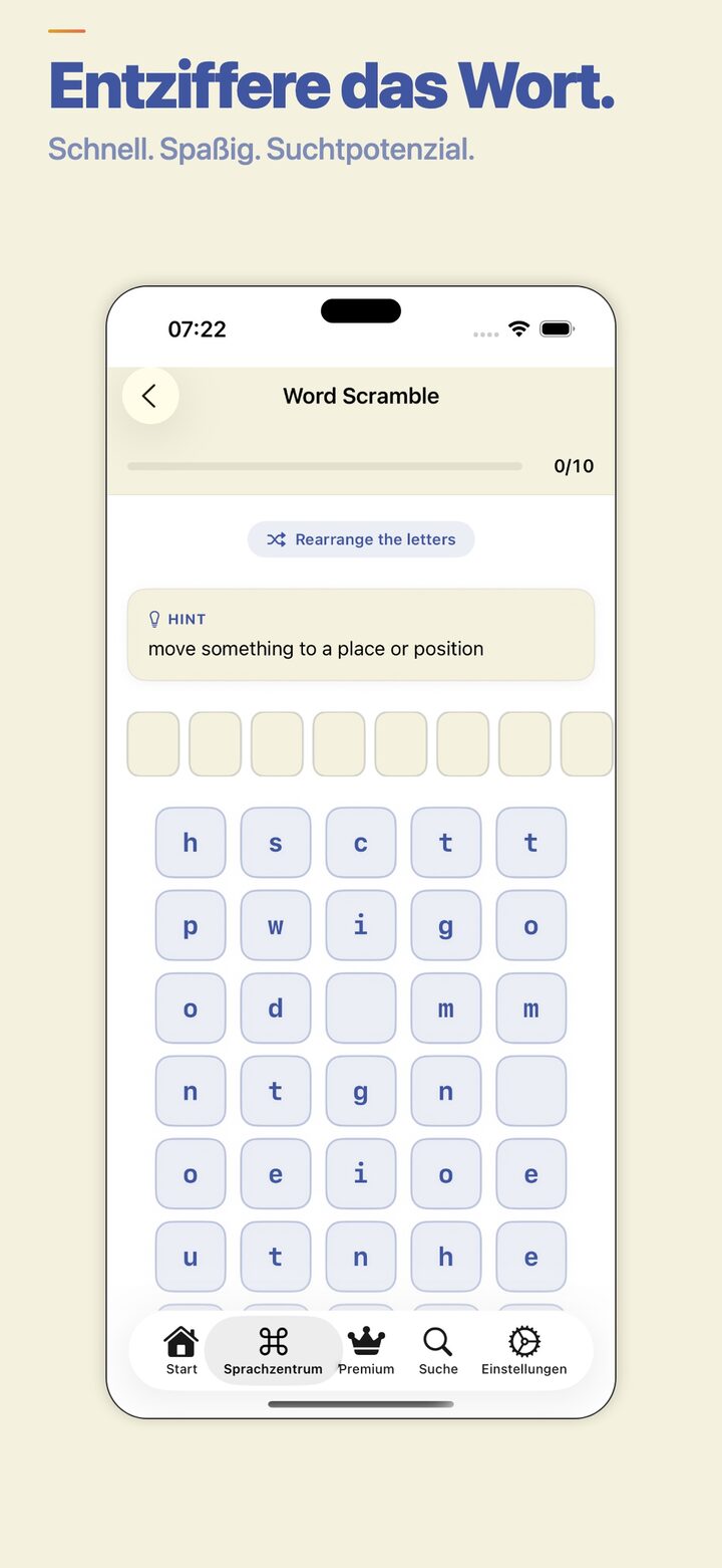 Word scramble game for spelling practice