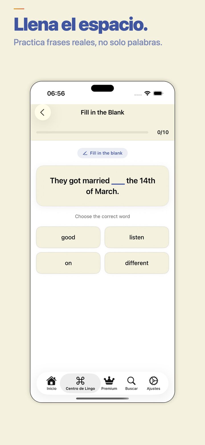Fill-in-the-blank exercise for vocabulary practice