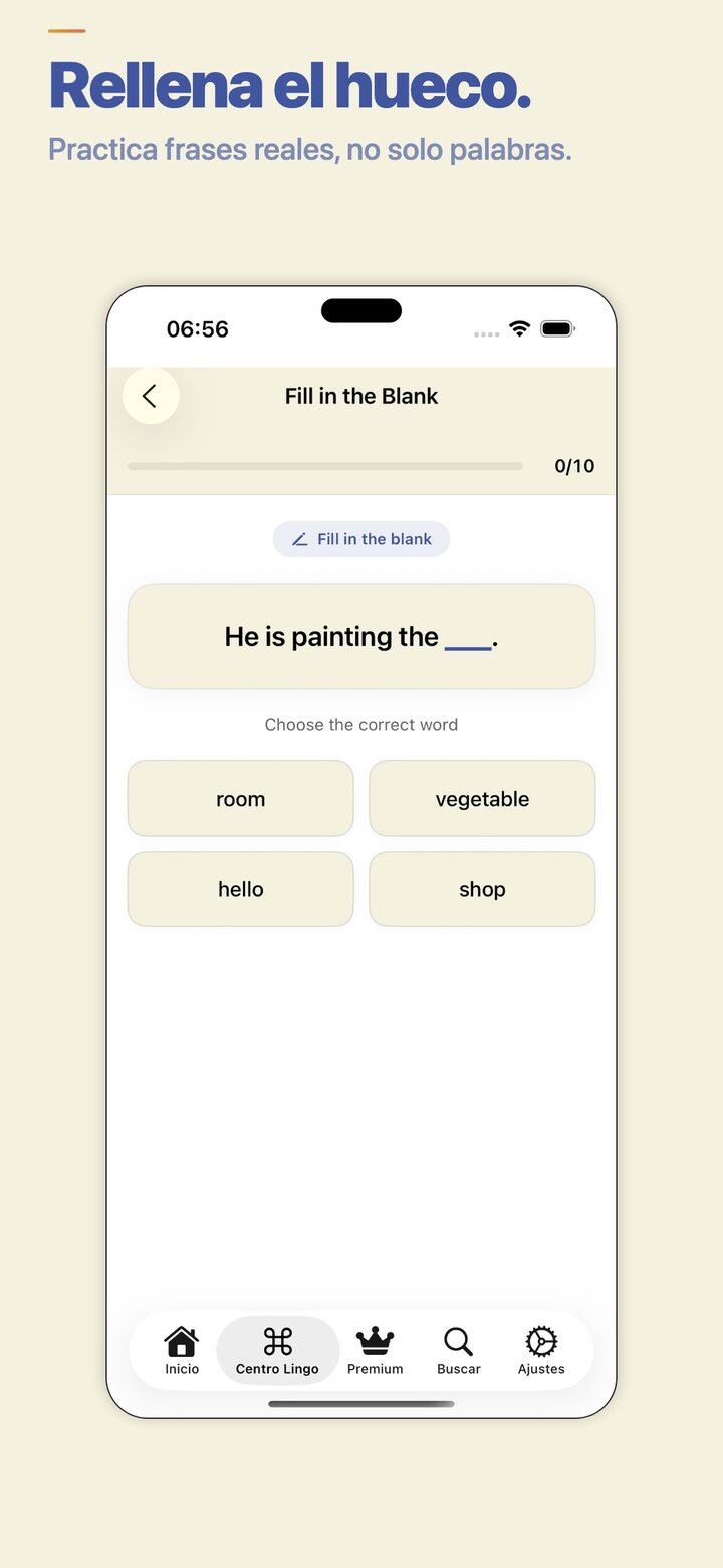 Fill-in-the-blank exercise for vocabulary practice