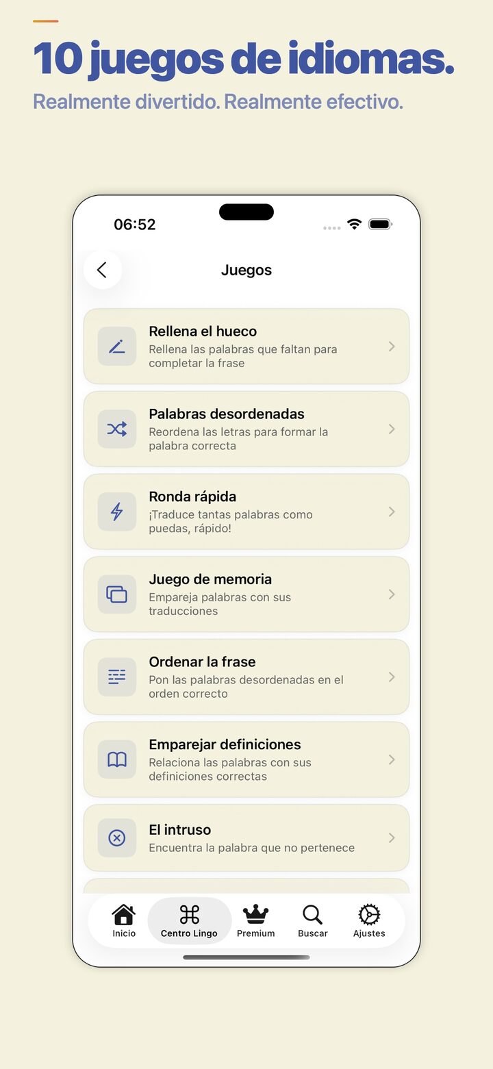 Games hub — practise vocabulary with word games