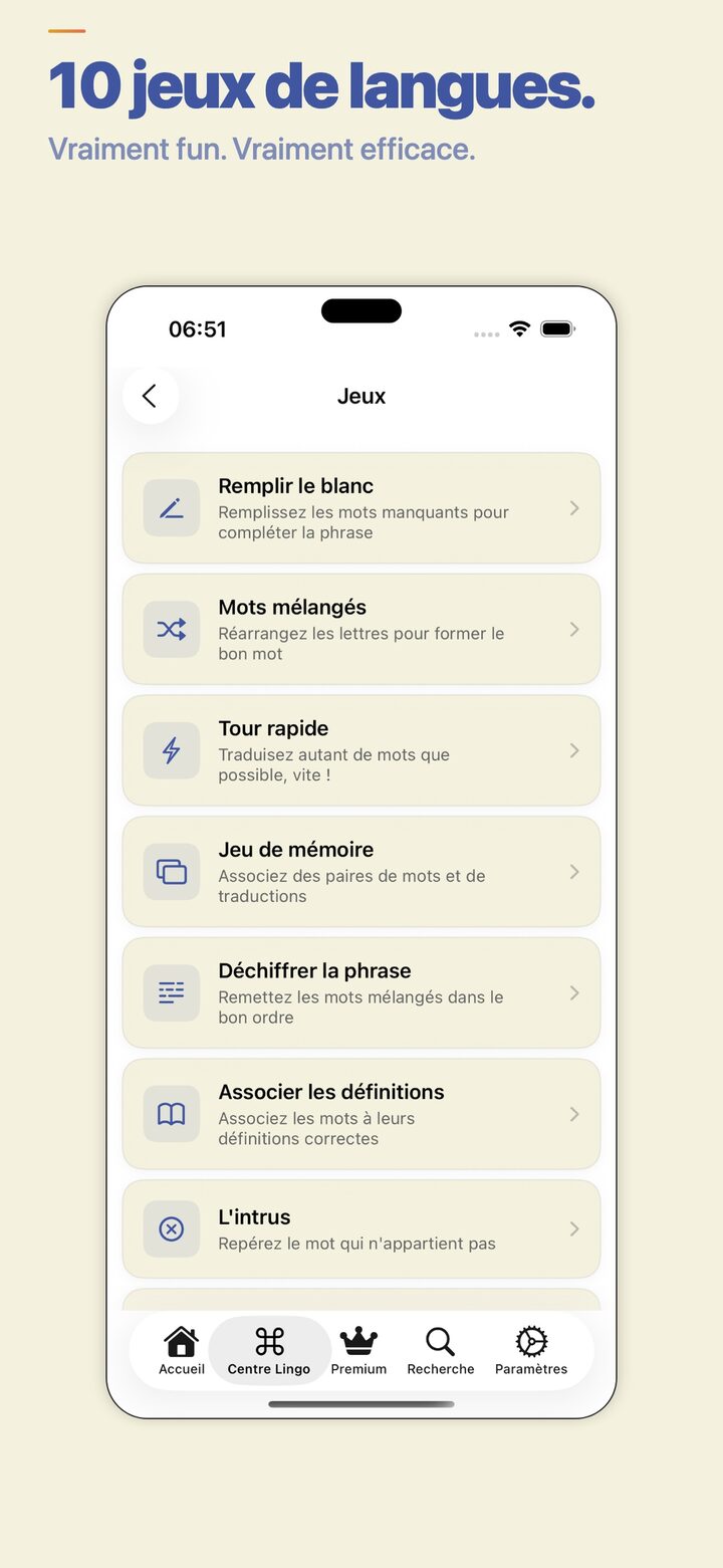 Games hub — practise vocabulary with word games