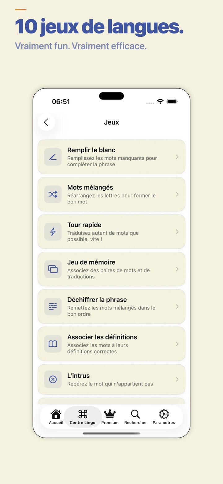 Games hub — practise vocabulary with word games