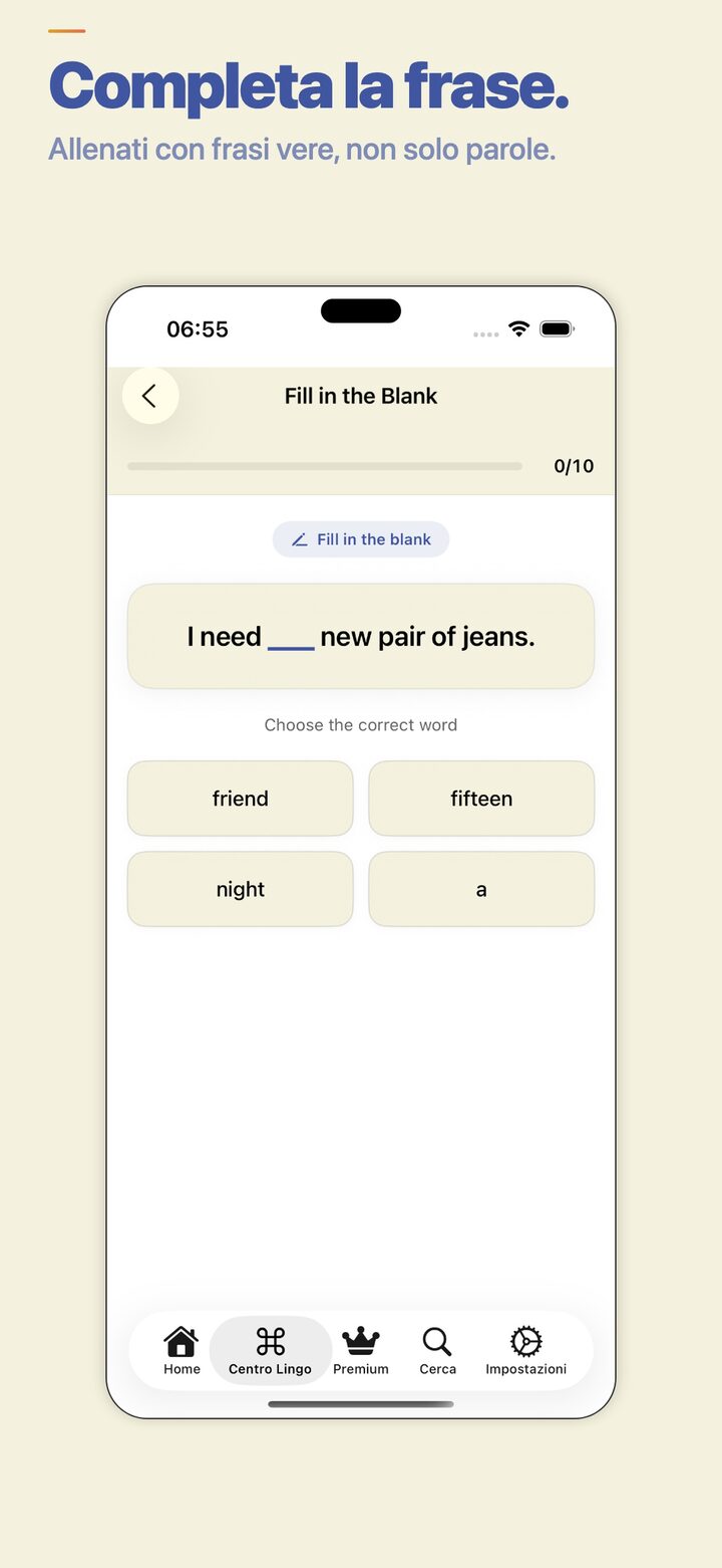 Fill-in-the-blank exercise for vocabulary practice