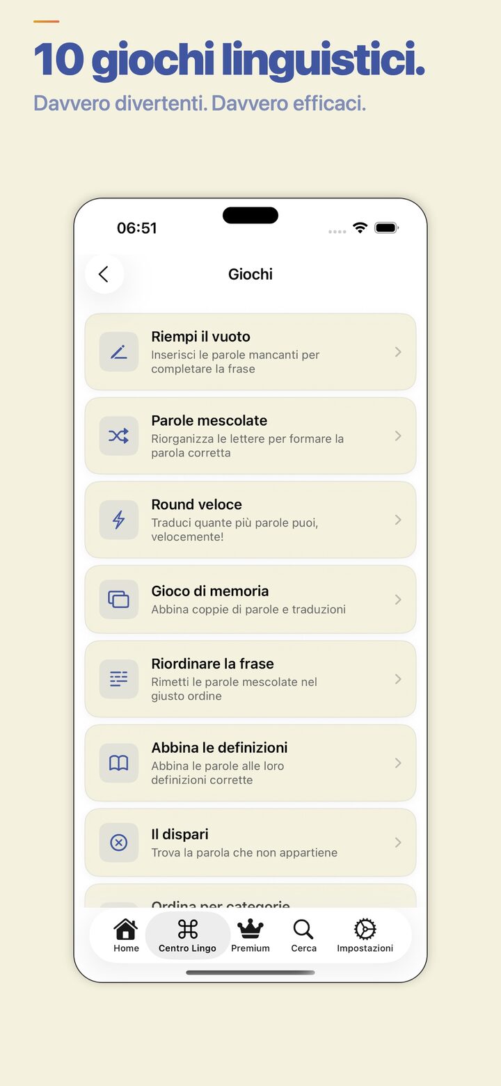Games hub — practise vocabulary with word games