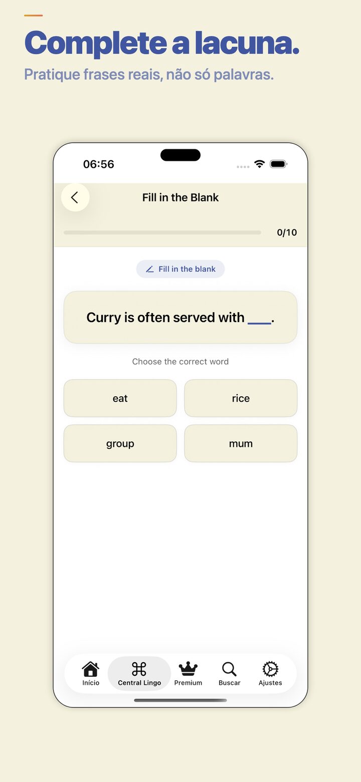 Fill-in-the-blank exercise for vocabulary practice