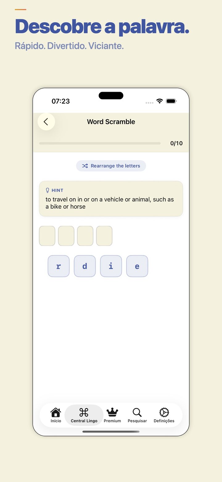 Word scramble game for spelling practice